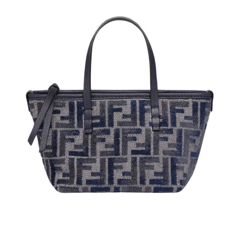 FENDI ROLL MINI FF CHENILLE BAG DARK BLUE 16CM 8BS096ASU1F1PQK