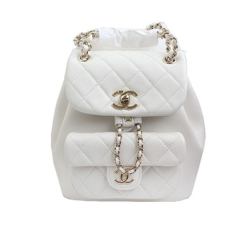 CHANEL MINI DUMA BACKPACK WHITE 20CM AS2908 B09750 10601