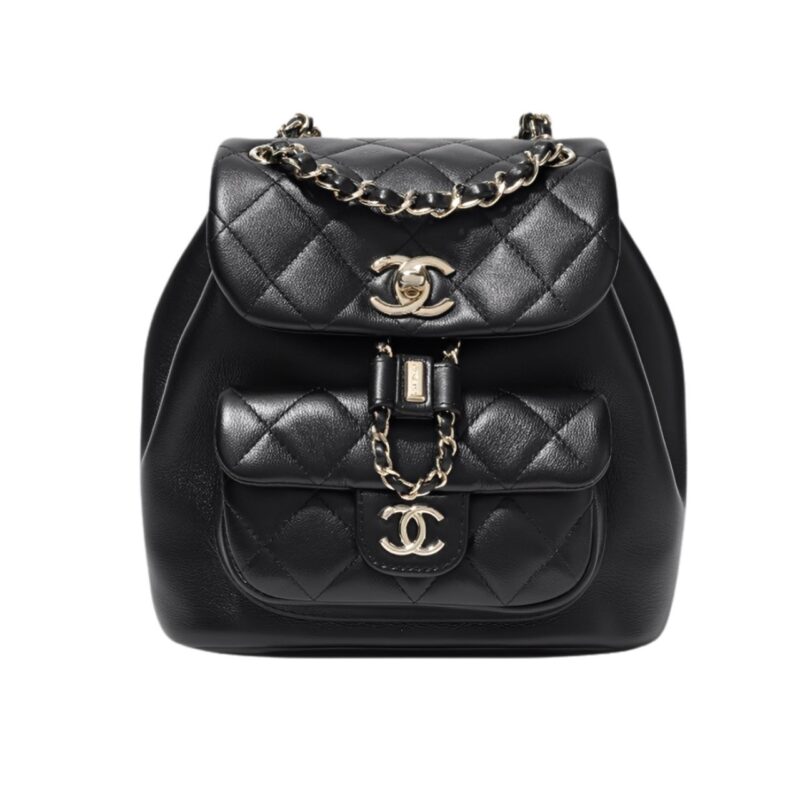 CHANEL MINI DUMA BACKPACK BLACK 20CM AS2908 B09750 94305