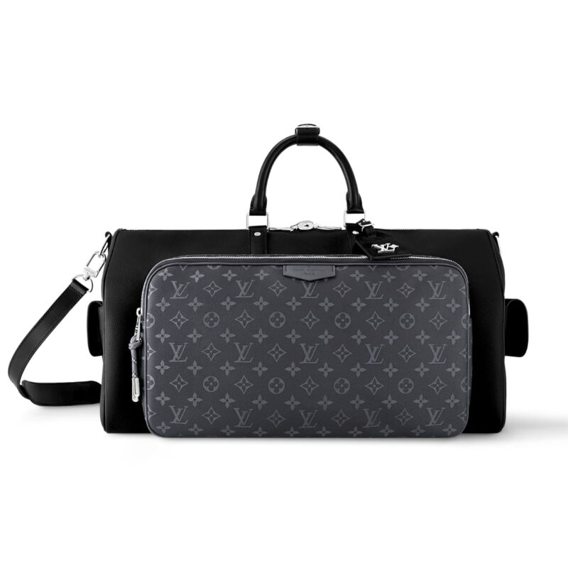 LOUIS VUITTON KEEPALL BANDOULIÈRE 50 BLACK AND GREY 50CM