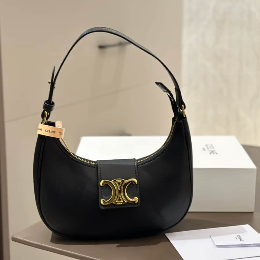 CELINE MEDIUM AVA TRIOMPHE BAG IN SMOOTH BLACK 24CM 114493DGQ 38NO - Image 2