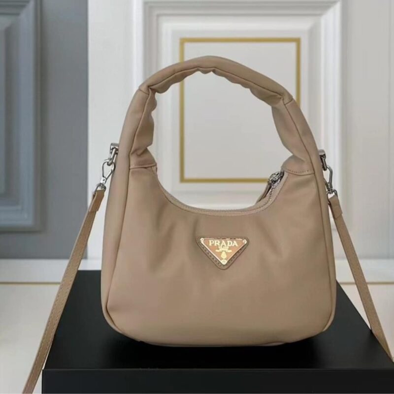 Alternative view of PRADA SOFT PADDED NAPPA LEATHER BAG BEIGE 21CM