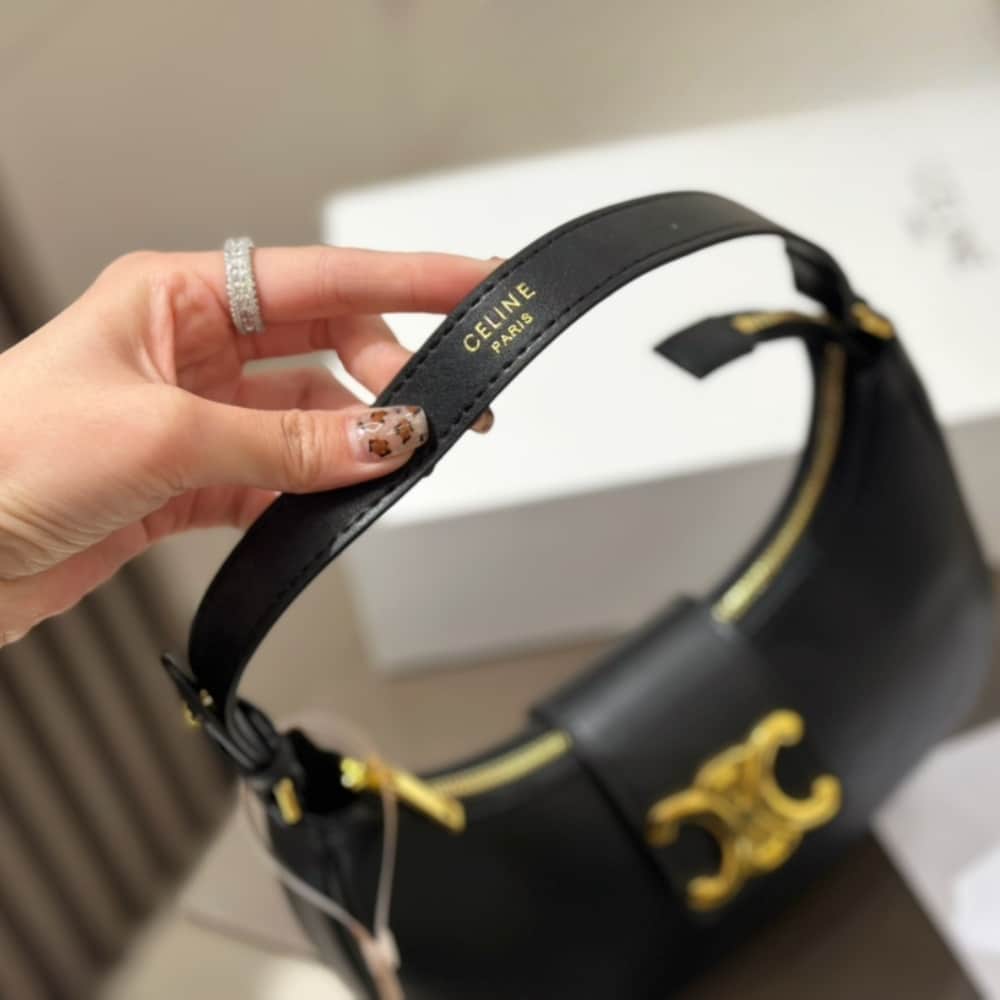 CELINE MEDIUM AVA TRIOMPHE BAG IN SMOOTH BLACK 24CM 114493DGQ 38NO - Image 5