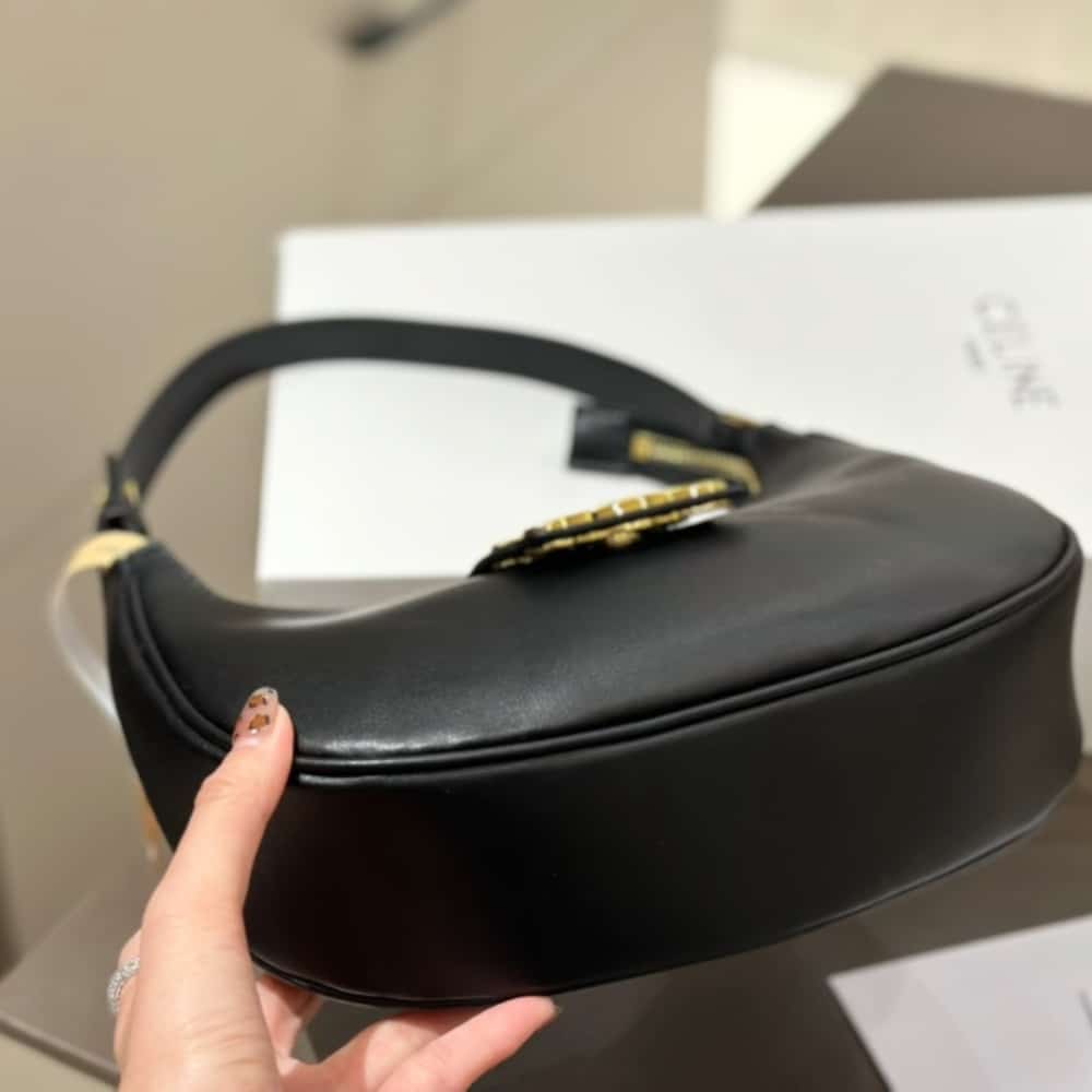 CELINE MEDIUM AVA TRIOMPHE BAG IN SMOOTH BLACK 24CM 114493DGQ 38NO - Image 4