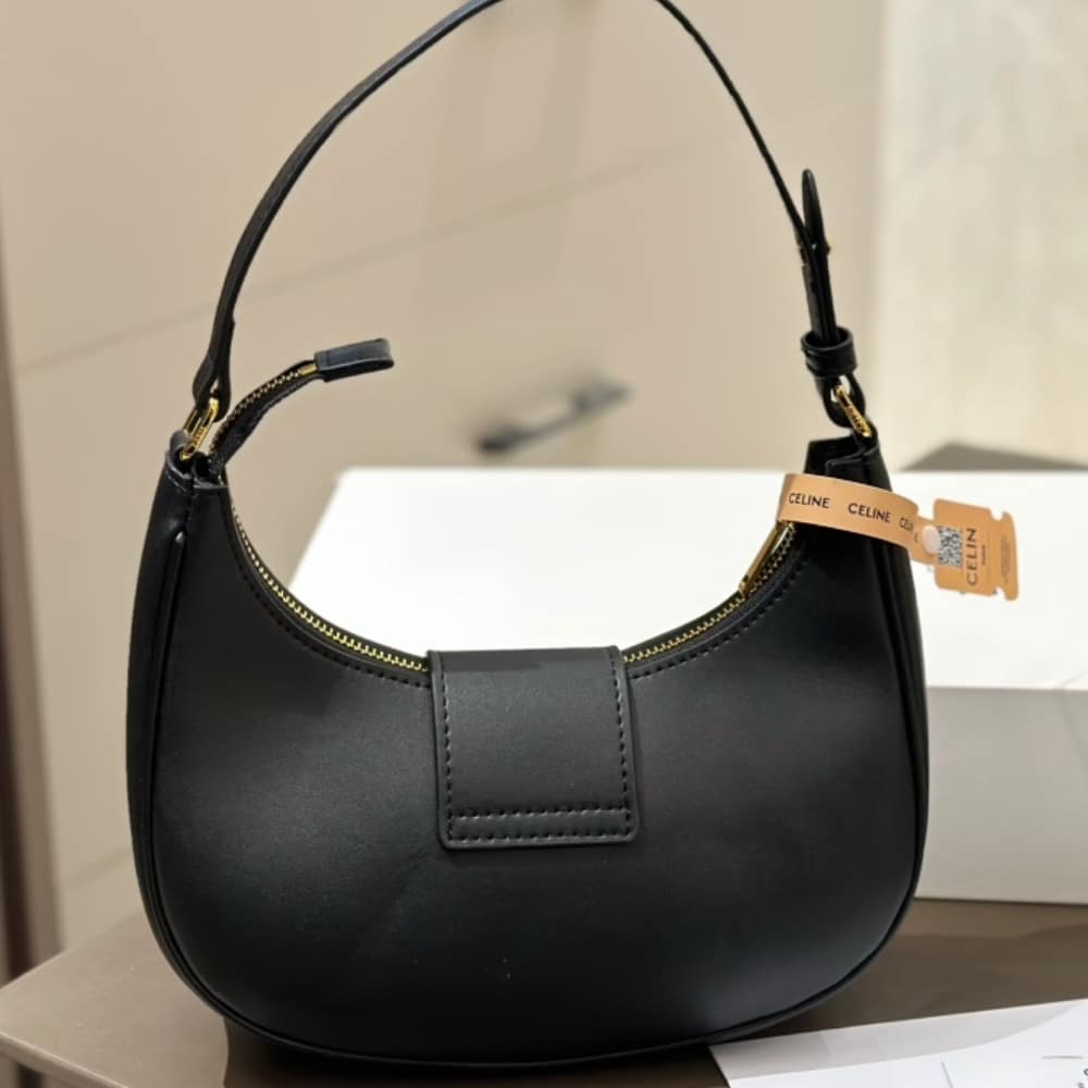 CELINE MEDIUM AVA TRIOMPHE BAG IN SMOOTH BLACK 24CM 114493DGQ 38NO - Image 9