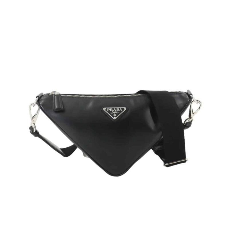 PRADA TRIANGLE SHOULDER BAG BLACK 27CM