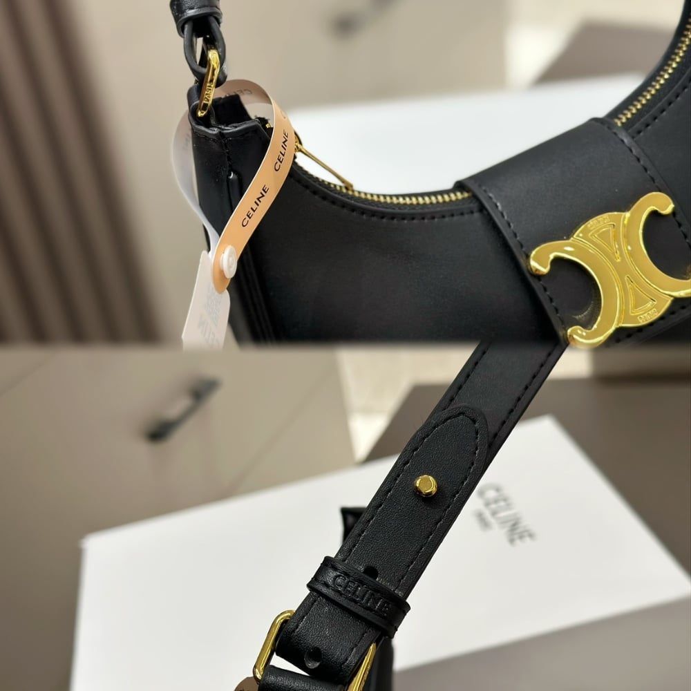 CELINE MEDIUM AVA TRIOMPHE BAG IN SMOOTH BLACK 24CM 114493DGQ 38NO - Image 8