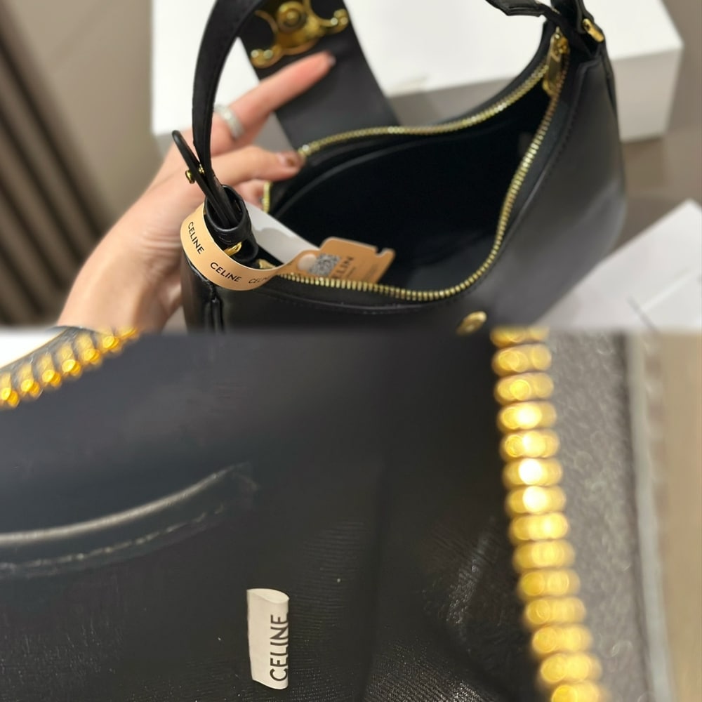 CELINE MEDIUM AVA TRIOMPHE BAG IN SMOOTH BLACK 24CM 114493DGQ 38NO - Image 7