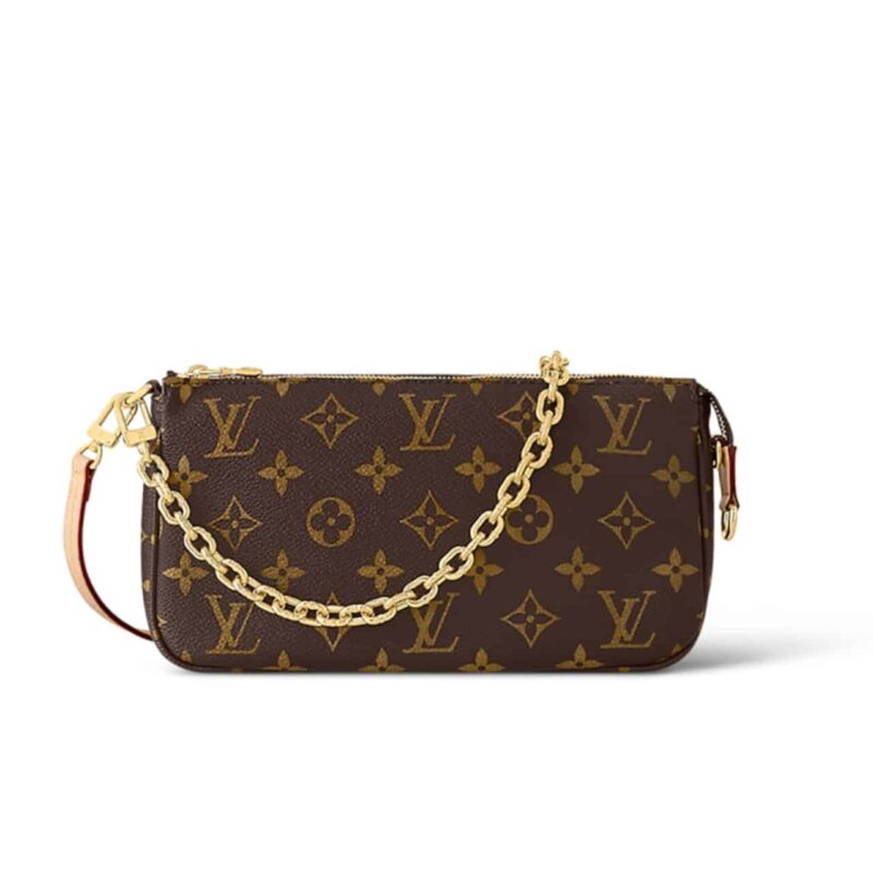 LOUIS VUITTON POCHETTE ACCESSOIRES MONOGRAM BAG BROWN 23CM