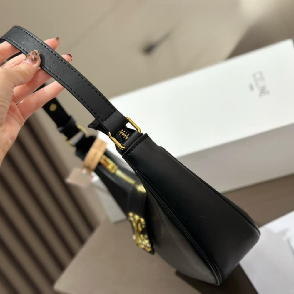 CELINE MEDIUM AVA TRIOMPHE BAG IN SMOOTH BLACK 24CM 114493DGQ 38NO - Image 6