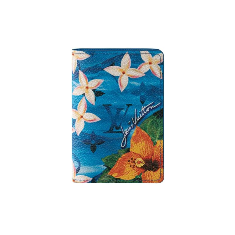 LOUIS VUITTON POCKET ORGANIZER MONOGRAM SURFIN' BRIGHT WALLET BLUE 14CM