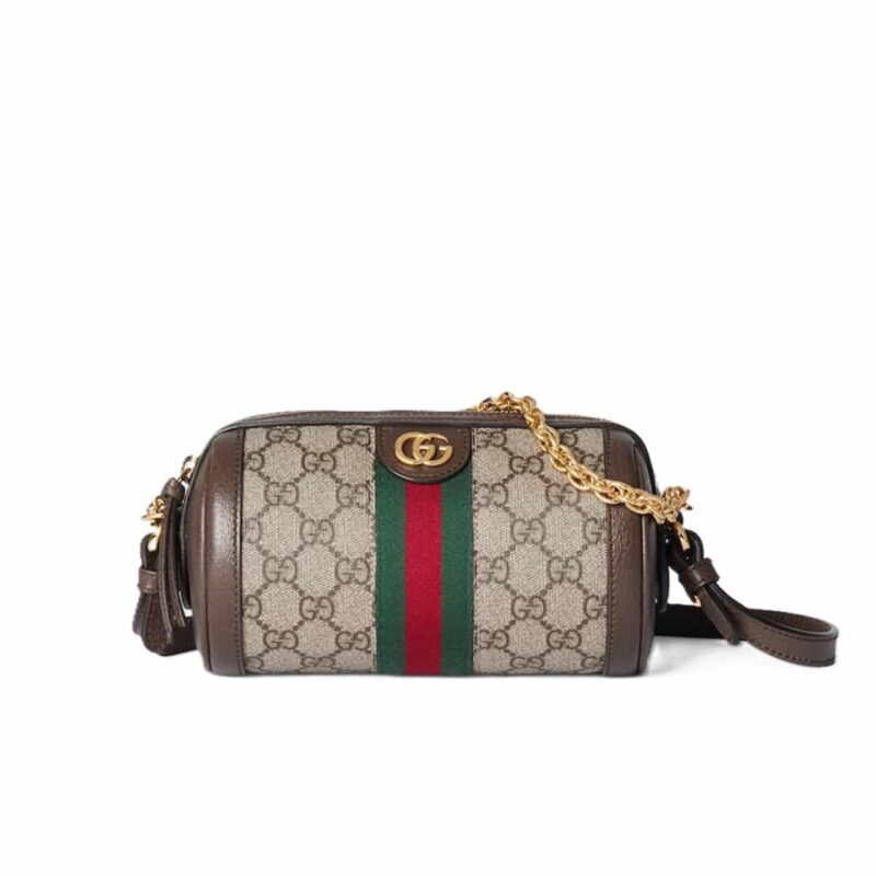 GUCCI OPHIDIA GG SUPREME SHOULDER BAG BEIGE AND EBONY 19CM