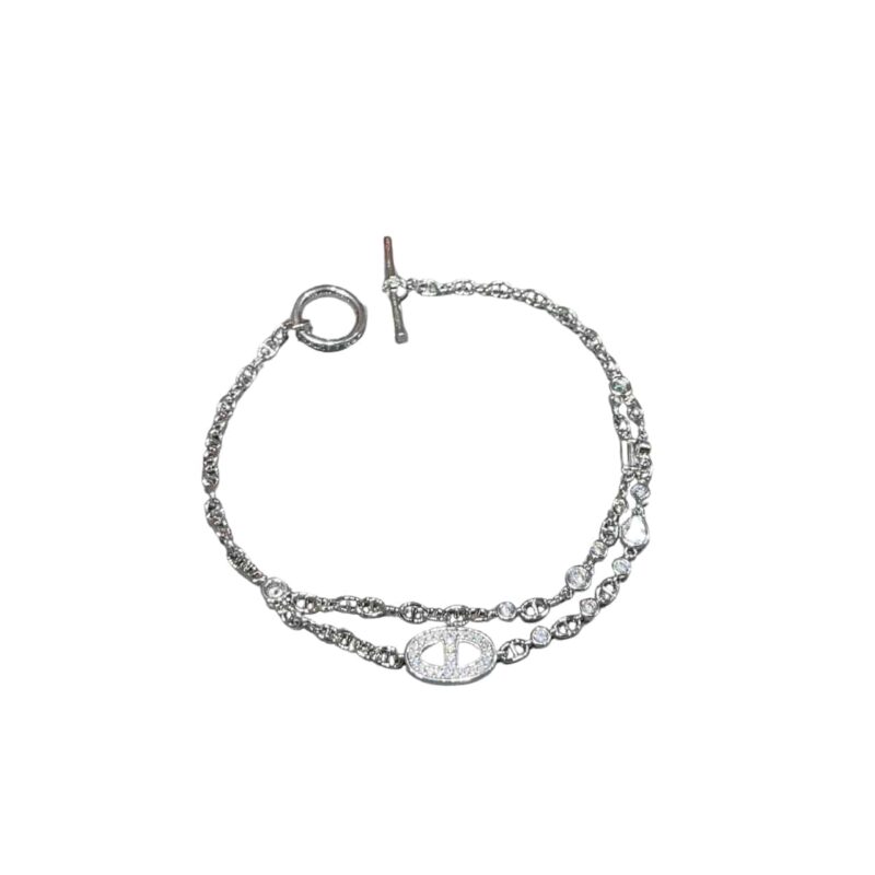 HERMES CRYSTALS BRACELET SILVER