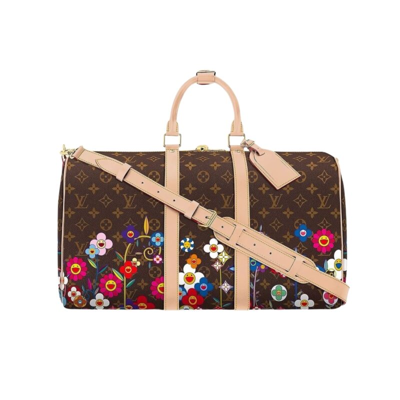 LOUIS VUITTON X TAKASHI MURAKAMI KEEPALL BANDOULIERE BROWN 45CM