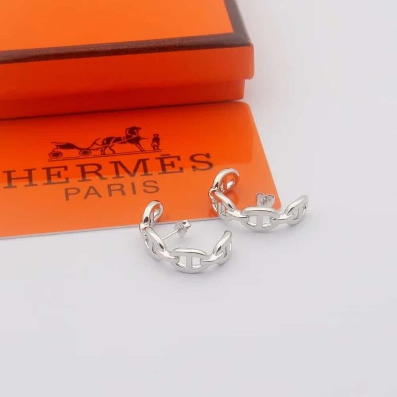 Alternative view of HERMES CHAINE D'ANCRE ENCHAINEE EAR CLIMBER EARRING SILVER