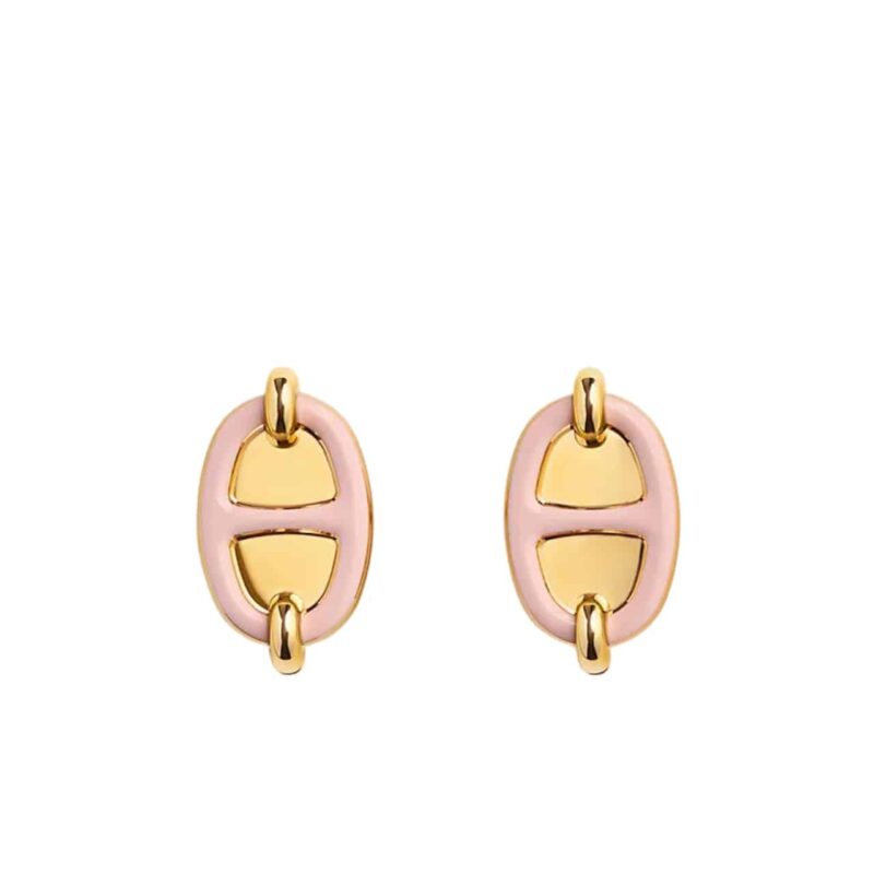 HERMES MINI MAILLON EARRINGS LIGHT PINK