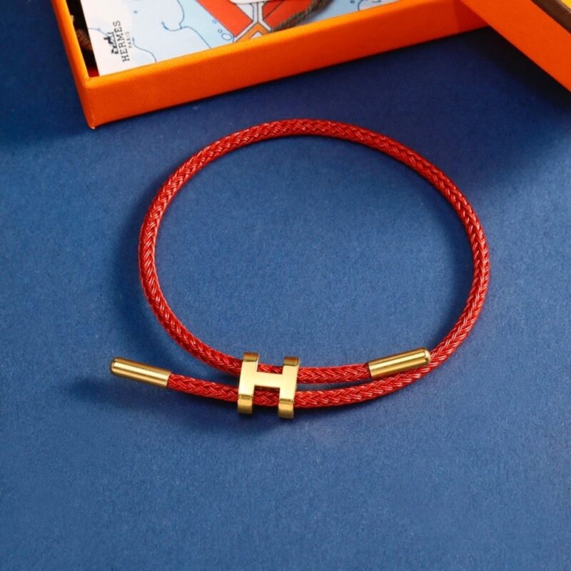 Alternative view of HERMES ROPE CHAIN BRACELET RED