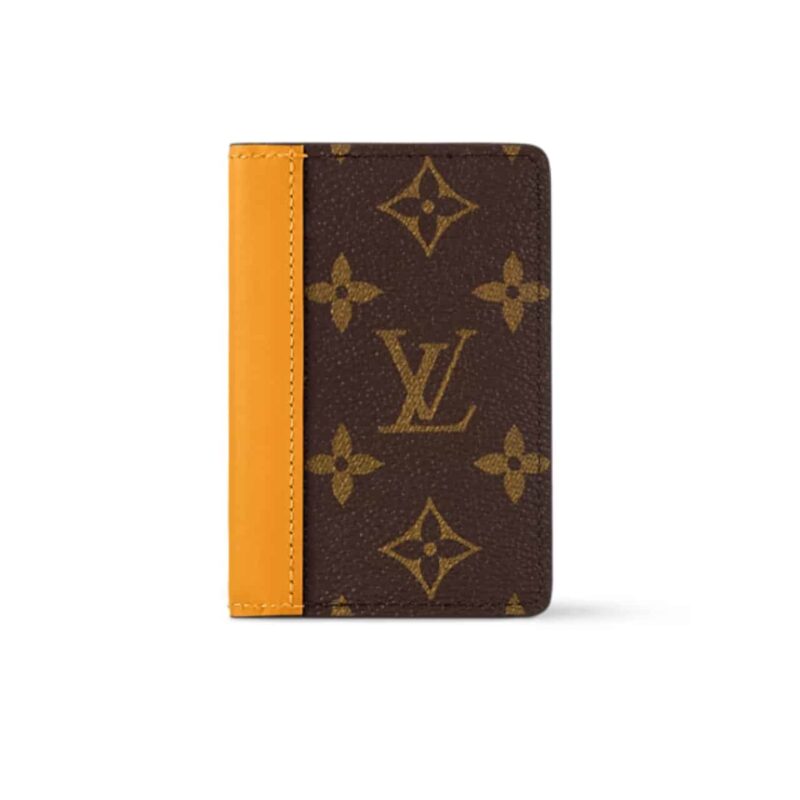 LOUIS VUITTON POCKET ORGANIZER WALLET BROWN AND YELLOW 11CM M12834