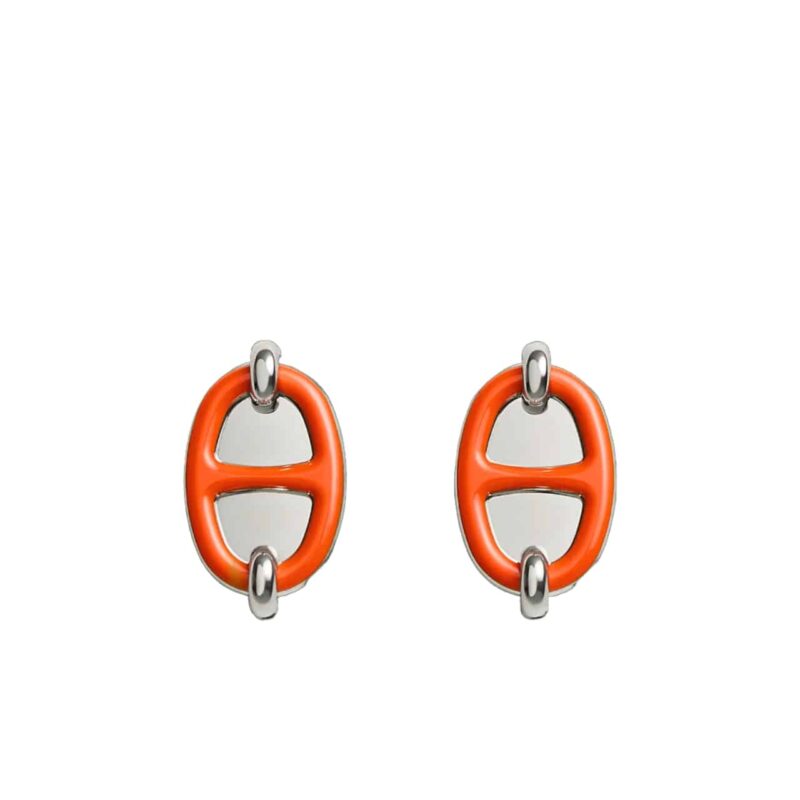 HERMES MINI MAILLON EARRINGS RED
