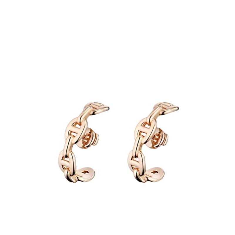 HERMES CHAINE D'ANCRE ENCHAINEE EARRING ROSE GOLD