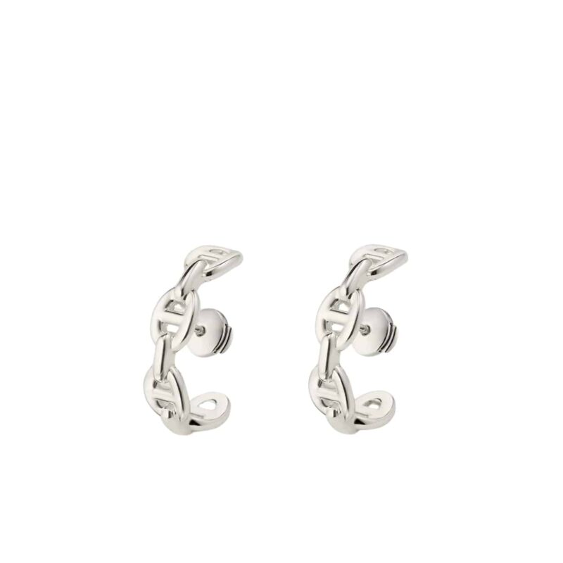 HERMES CHAINE D'ANCRE ENCHAINEE EAR CLIMBER EARRING SILVER