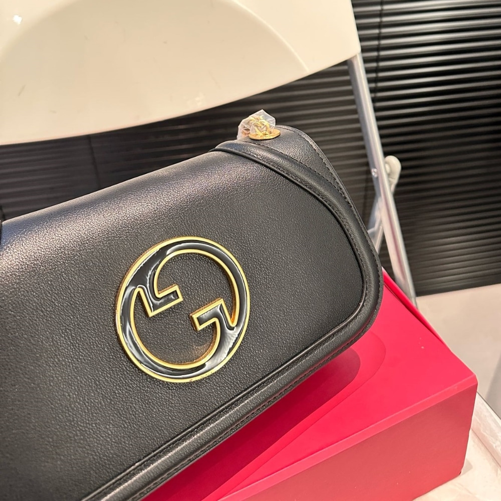 GUCCI BLONDIE SMALL SHOULDER BAG BLACK LEATHER 26CM 815715 AAEEX 1000 - Image 3