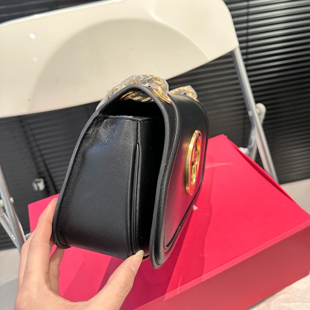 GUCCI BLONDIE SMALL SHOULDER BAG BLACK LEATHER 26CM 815715 AAEEX 1000 - Image 4