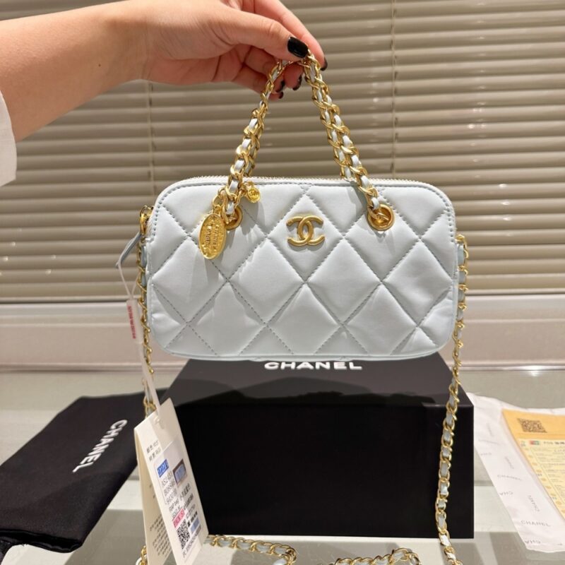Alternative view of CHANEL MATELASSE FLAP BAG WITH CHAIN MINT BLUE 20CM