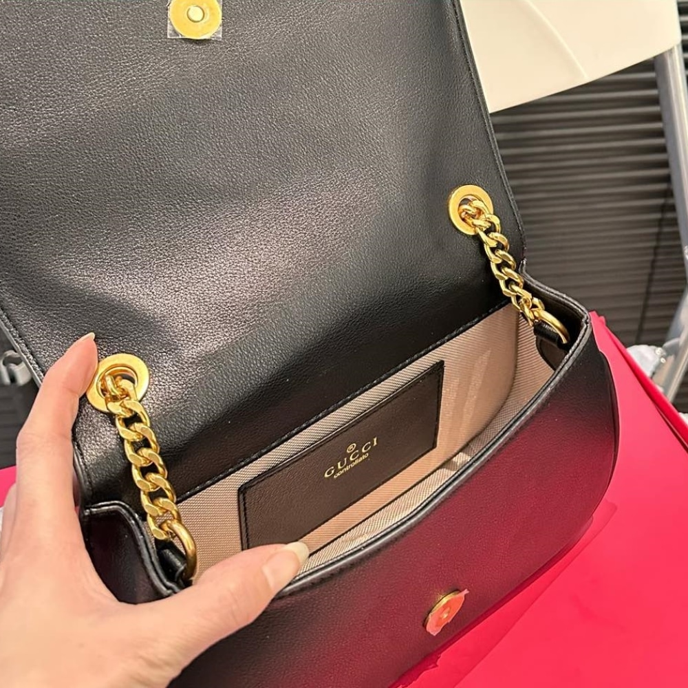 GUCCI BLONDIE SMALL SHOULDER BAG BLACK LEATHER 26CM 815715 AAEEX 1000 - Image 7