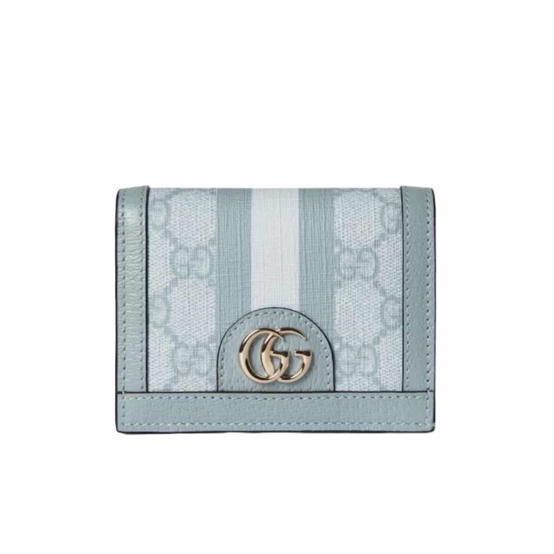 GUCCI OPHIDIA GG CARD CASE WALLET BLUE 11CM 523155 FAD03 8741