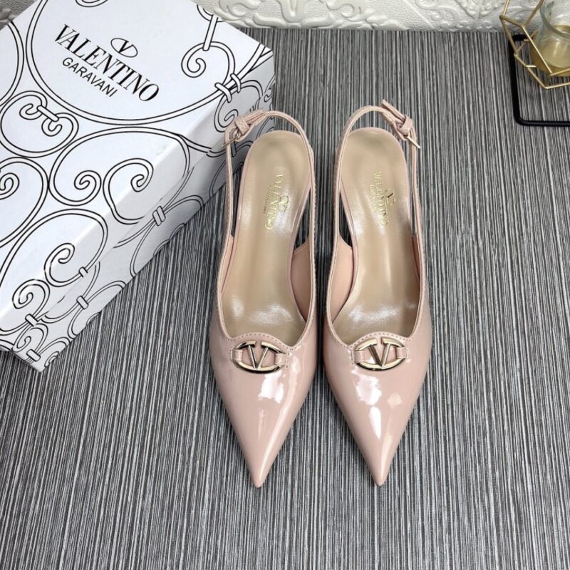 Alternative view of VALENTINO VLOGO THE BOLD EDITION SLINGBACK PUMPS IN PATENT LEATHER 60MM IN BEIGE ROSE