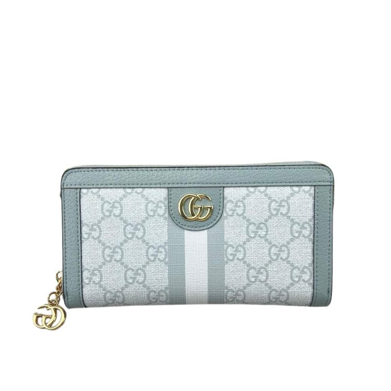 GUCCI OPHIDIA GG ZIP AROUND WALLET BLUE 19CM