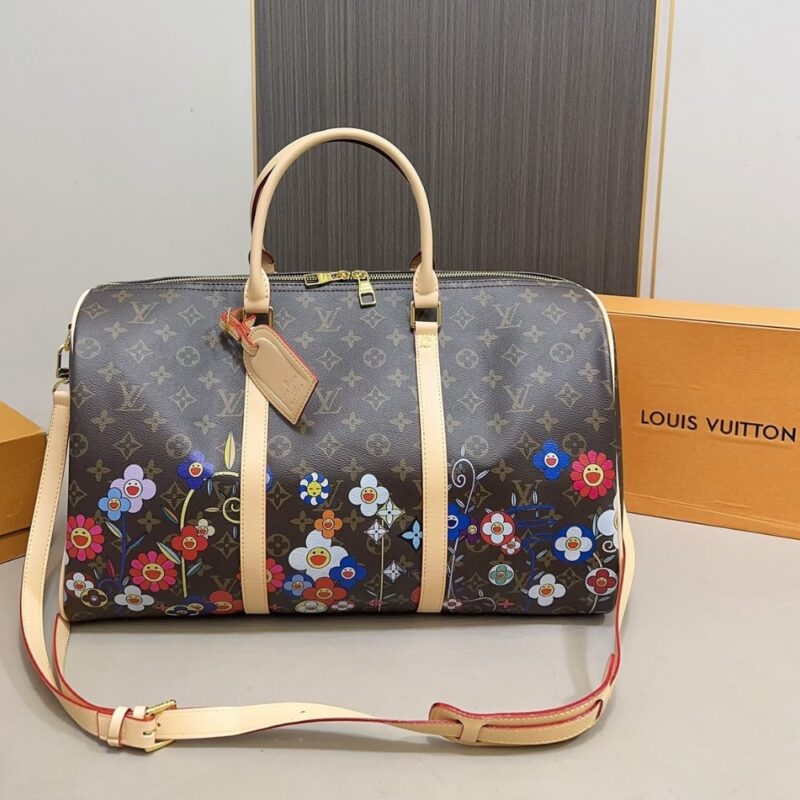 Alternative view of LOUIS VUITTON X TAKASHI MURAKAMI KEEPALL BANDOULIERE BROWN 45CM
