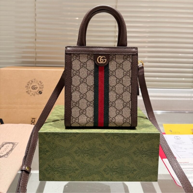 Alternative view of GUCCI OPHIDIA CROSSBODY BAG BEIGE AND EBONY 20CM