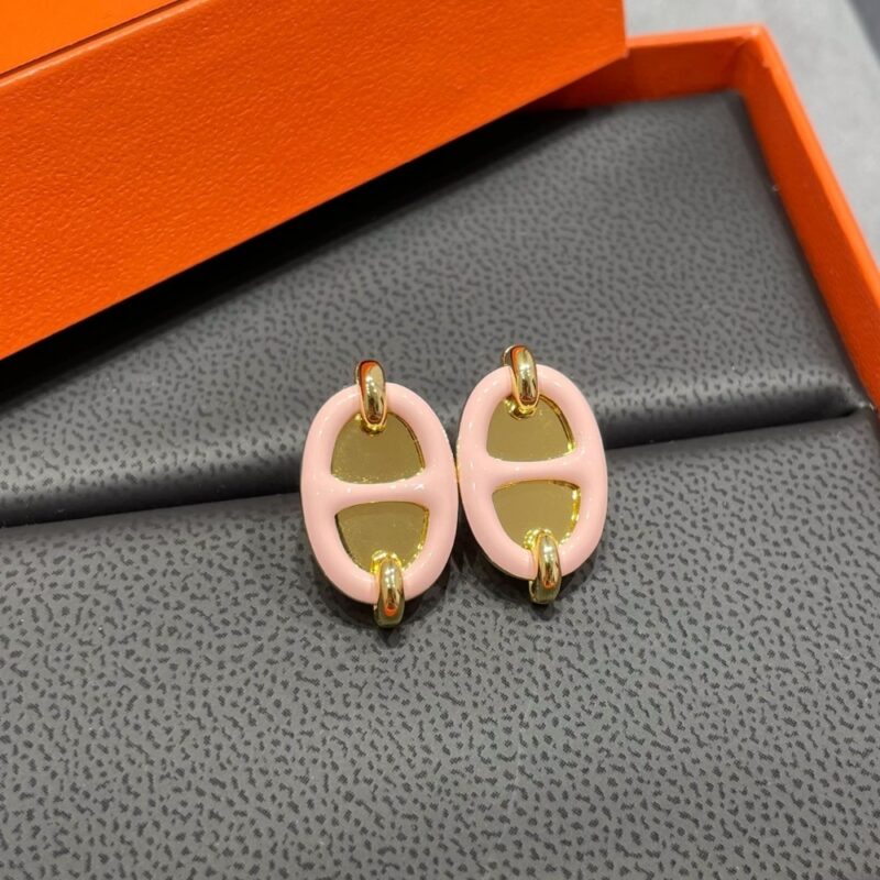 Alternative view of HERMES MINI MAILLON EARRINGS LIGHT PINK