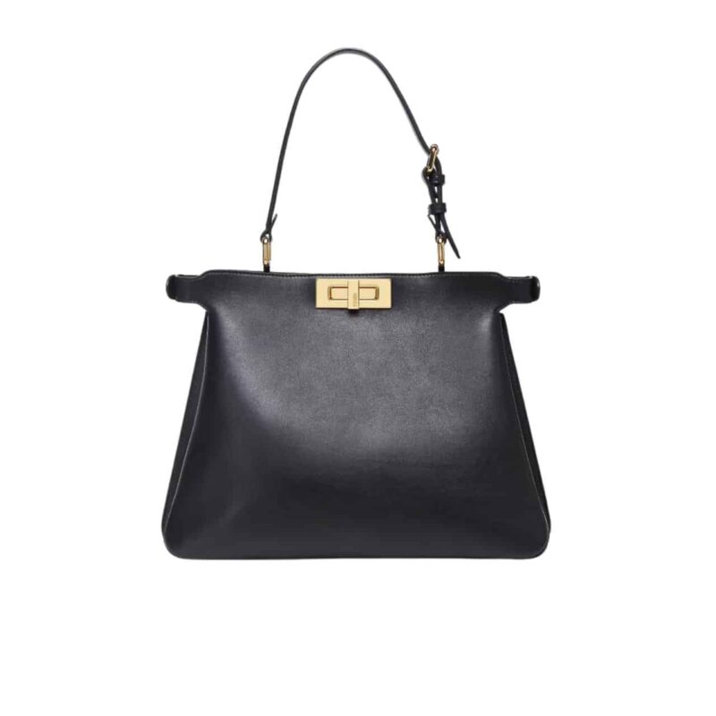 FENDI PEEKABOO SOFT MEDIUM LEATHER BAG BLACK 33CM