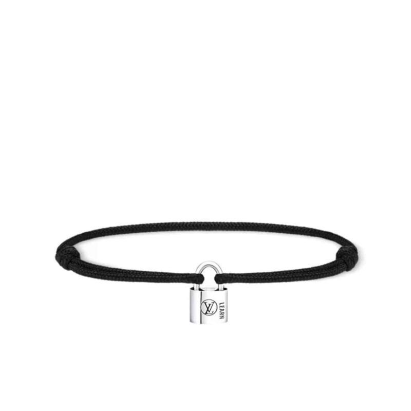 LOUIS VUITTON SILVER LOCKIT BRACELET BLACK Q05942