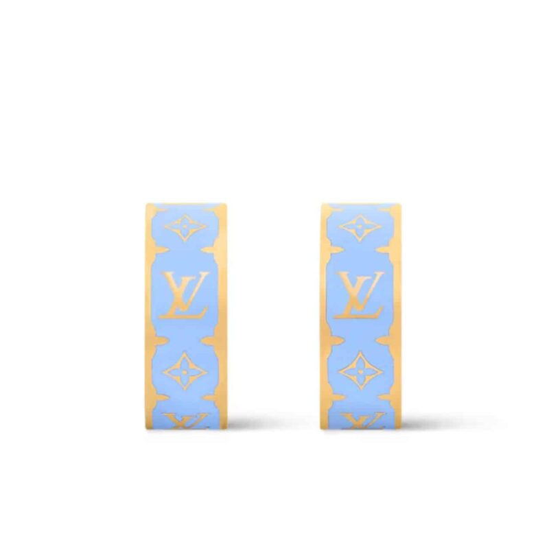 LOUIS VUITTON NANOGRAM ENAMEL EARRINGS BLUE M01832