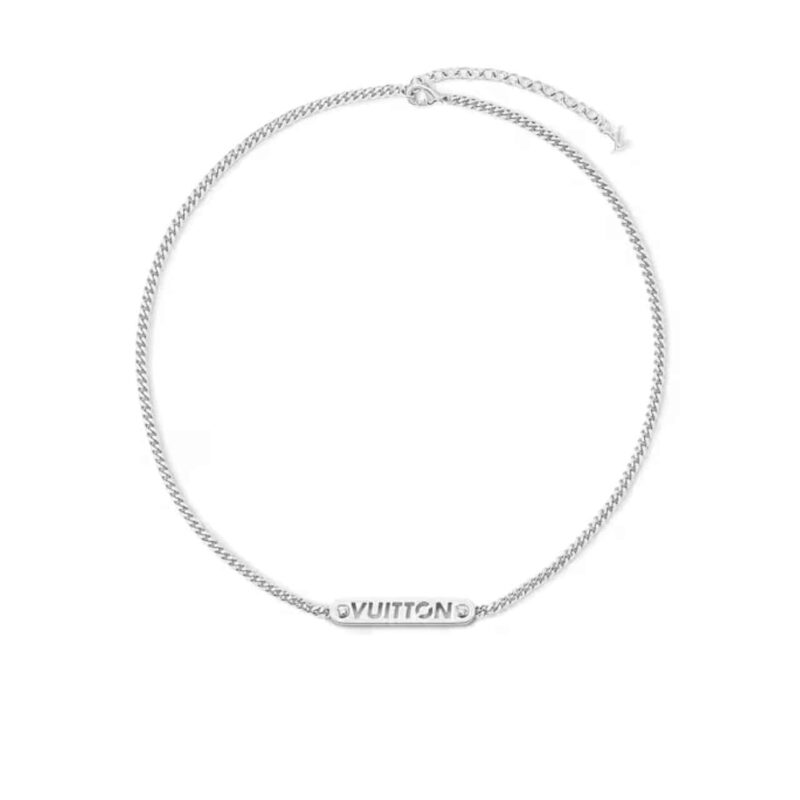 LOUIS VUITTON LV ID NECKLACE SILVER M01154