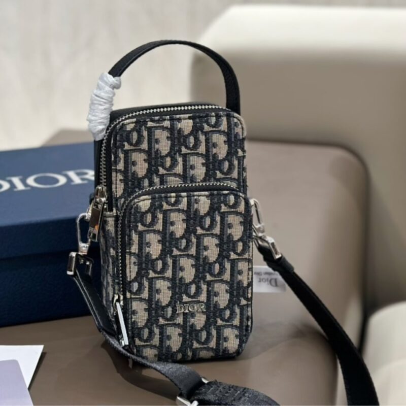 Alternative view of DIOR MICRO RIDER POUCH OBLIQUE JACQUARD BAG BEIGE AND BLACK 17CM