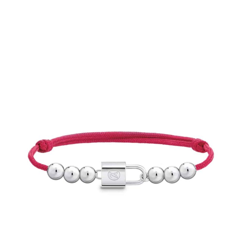 LOUIS VUITTON SILVER LOCKIT BRACELET RED Q05784