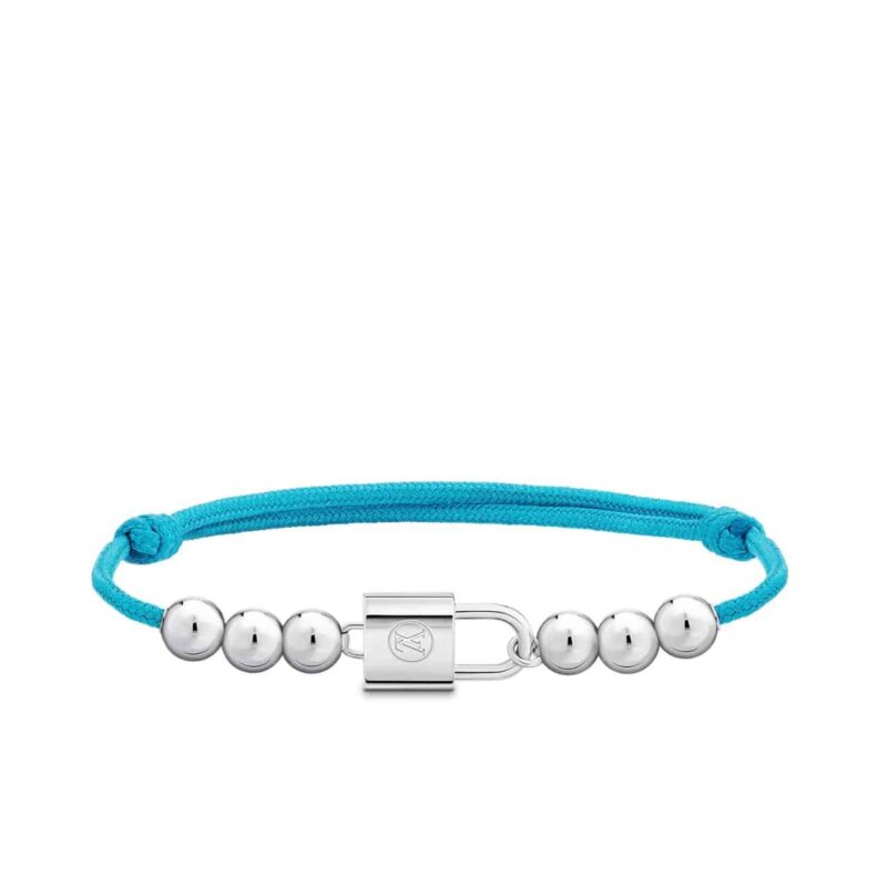 LOUIS VUITTON SILVER LOCKIT BRACELET BLUE Q05785