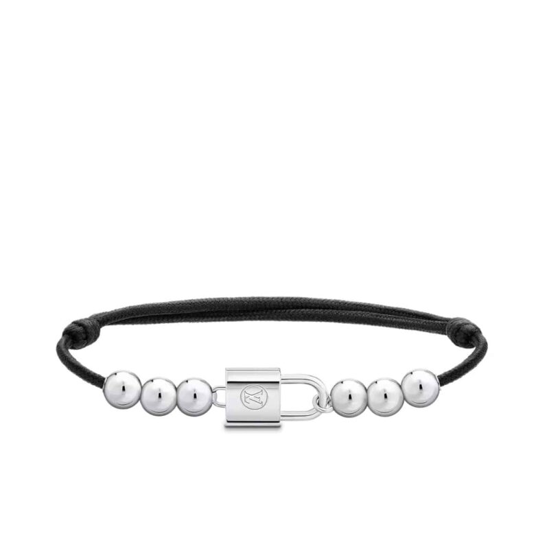 LOUIS VUITTON SILVER LOCKIT BRACELET BLACK Q05729