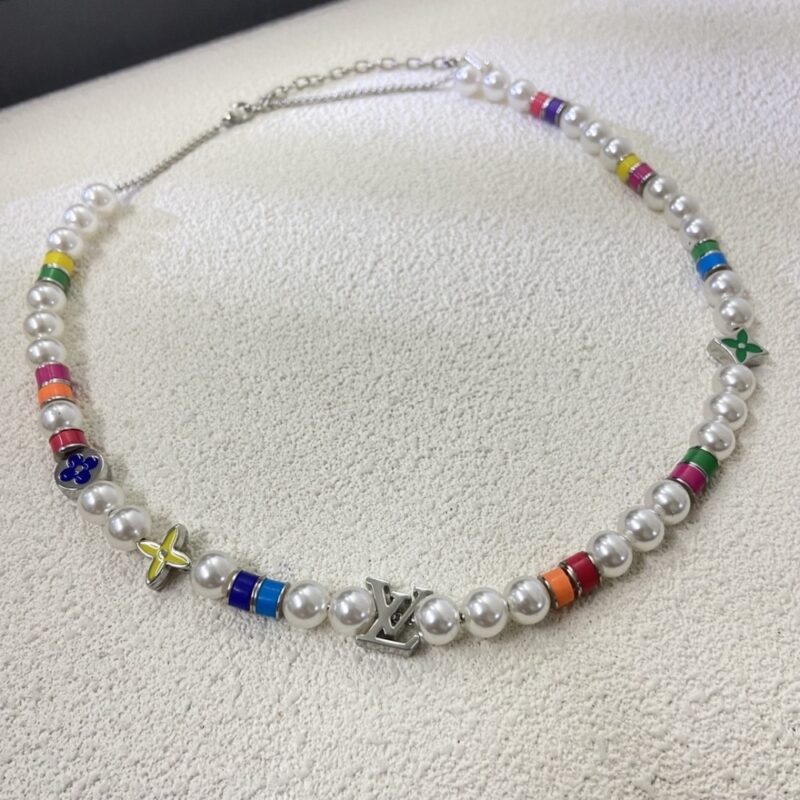Alternative view of LOUIS VUITTON MNG PEARLS PARTY NECKLACE MULTICOLOR WITH SILVER METAL M01500