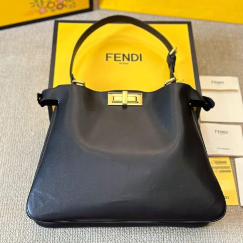 Alternative view of FENDI PEEKABOO SOFT MEDIUM LEATHER BAG BLACK 33CM