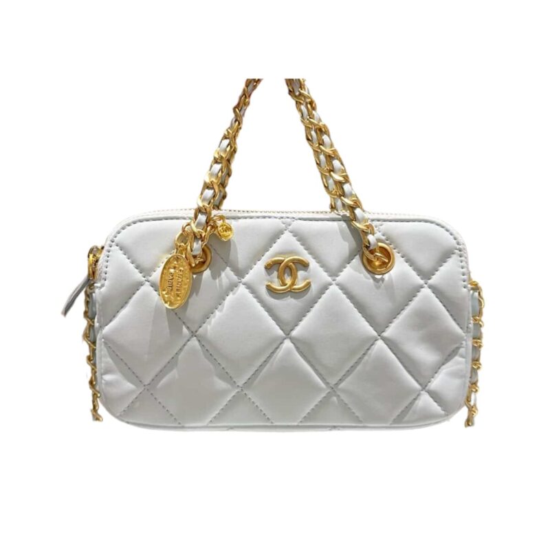 CHANEL MATELASSE FLAP BAG WITH CHAIN MINT BLUE 20CM