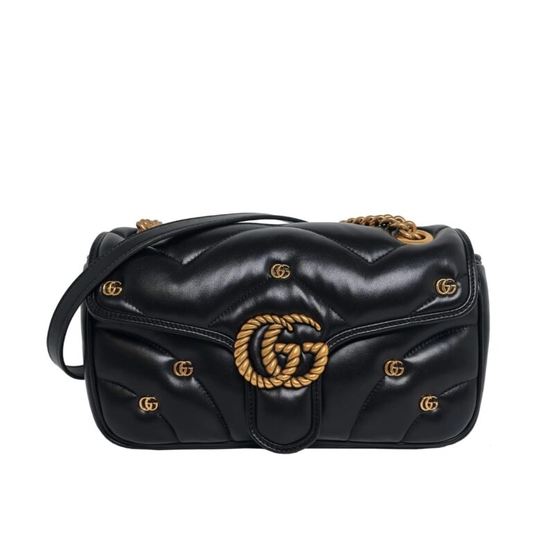 GUCCI GG MARMONT SMALL SHOULDER BAG BLACK 26CM 443497AACPG