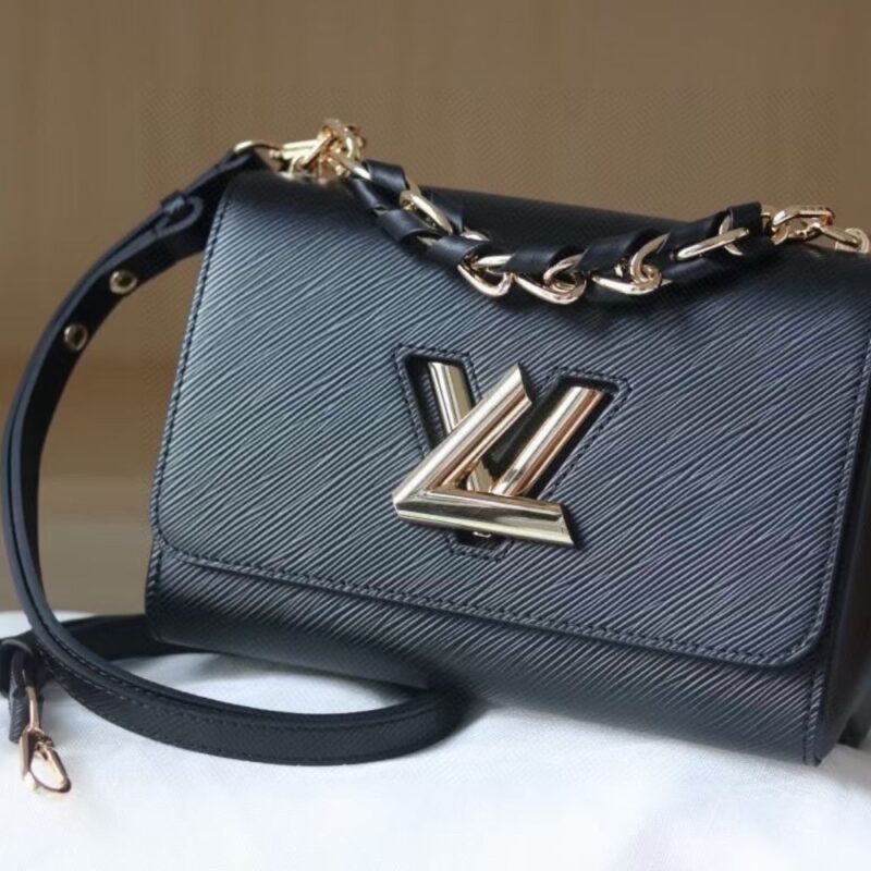 Alternative view of LOUIS VUITTON LV TWIST MM COWHIDE LEATHER HANDBAG BLACK 23CM