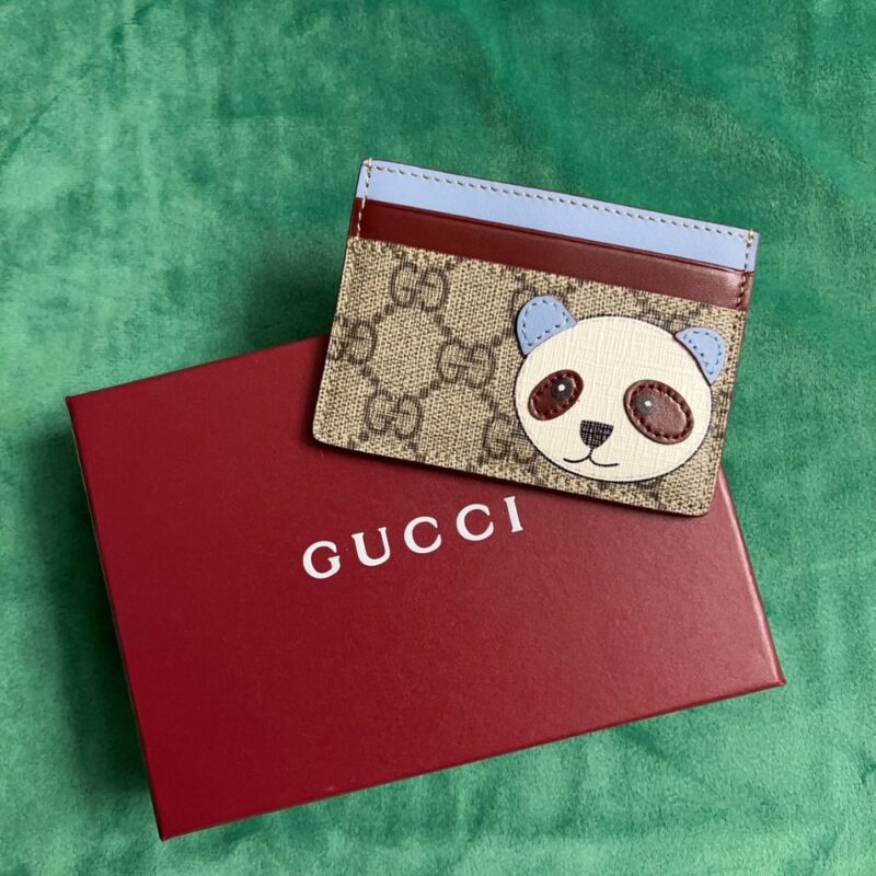 Alternative view of GUCCI BI-COLOR GG CARD CASE WITH PANDA DETAIL BEIGE EBONY 11CM