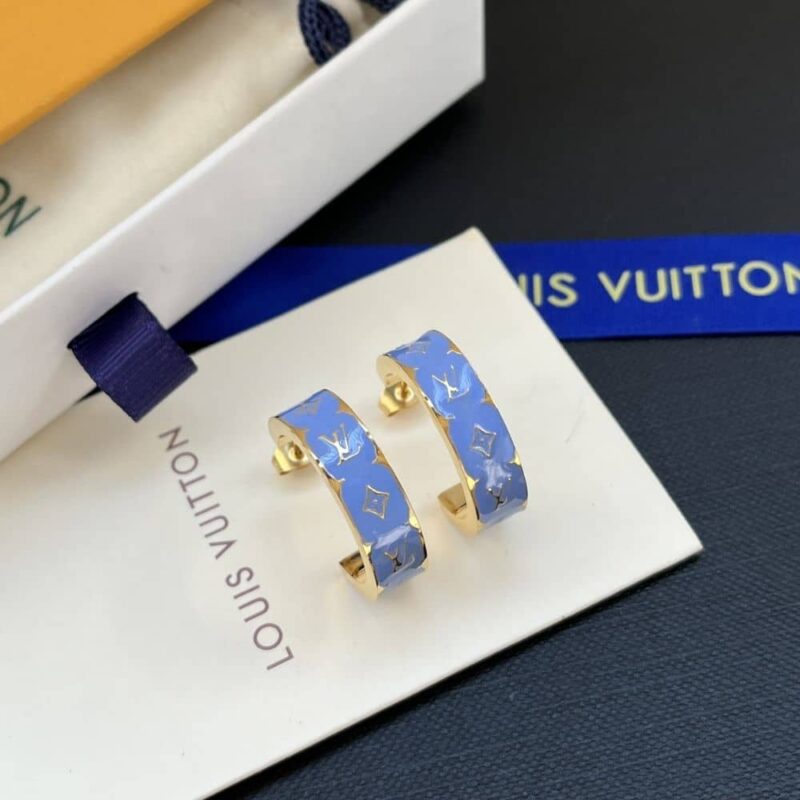 Alternative view of LOUIS VUITTON NANOGRAM ENAMEL EARRINGS BLUE M01832